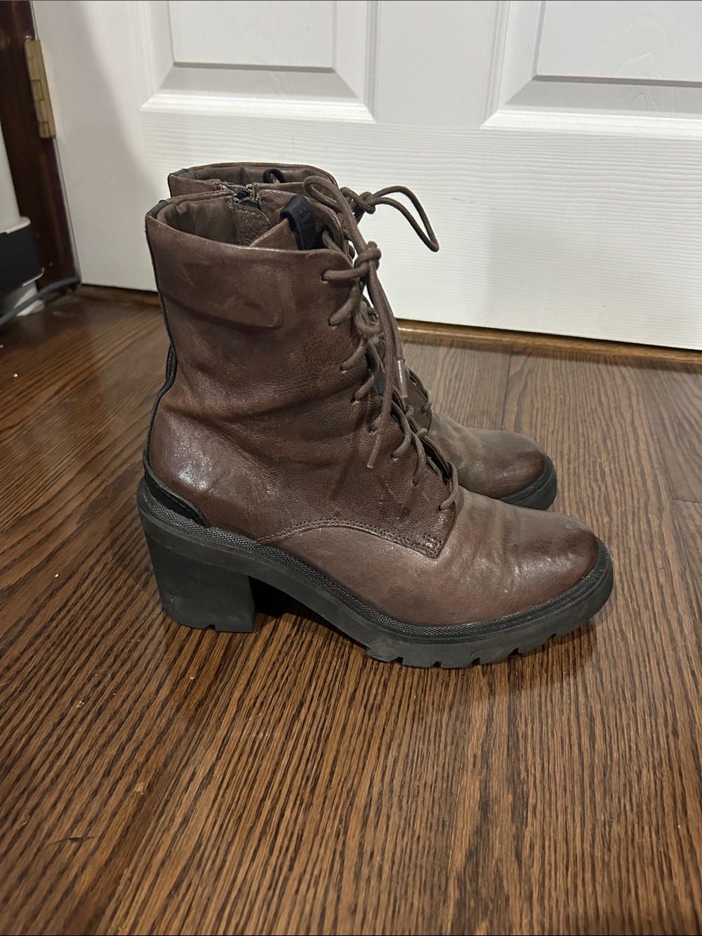 Frye Brown Lace-Up Chunky combat boho boots sz 8